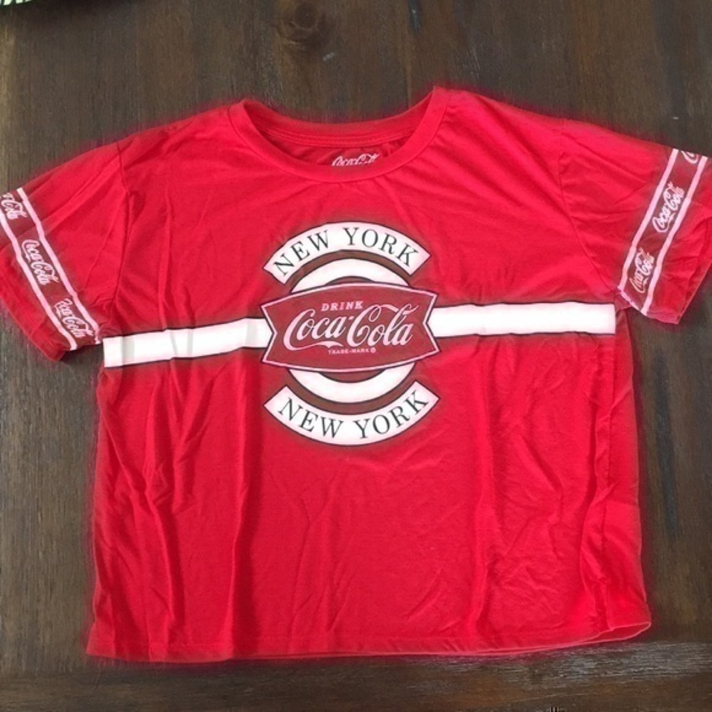 Oversized crop Coca Cola New York top